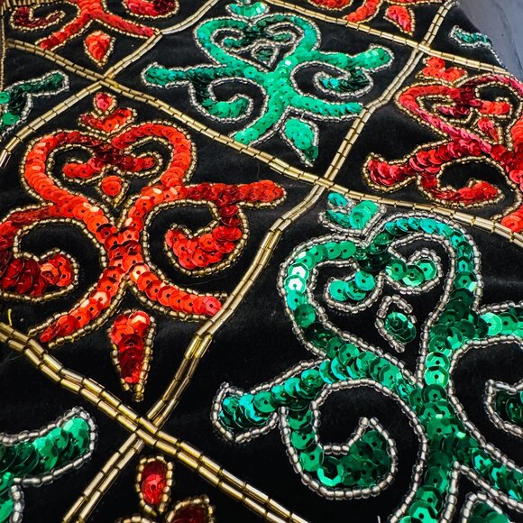 Vintage Christmas Stocking Bling Bling Red and Green Sequin Women Holiday Decor - Picture 2 of 5